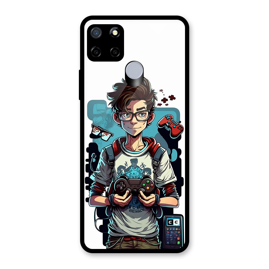 Cool Gamer Guy Glass Back Case for Realme Narzo 30A