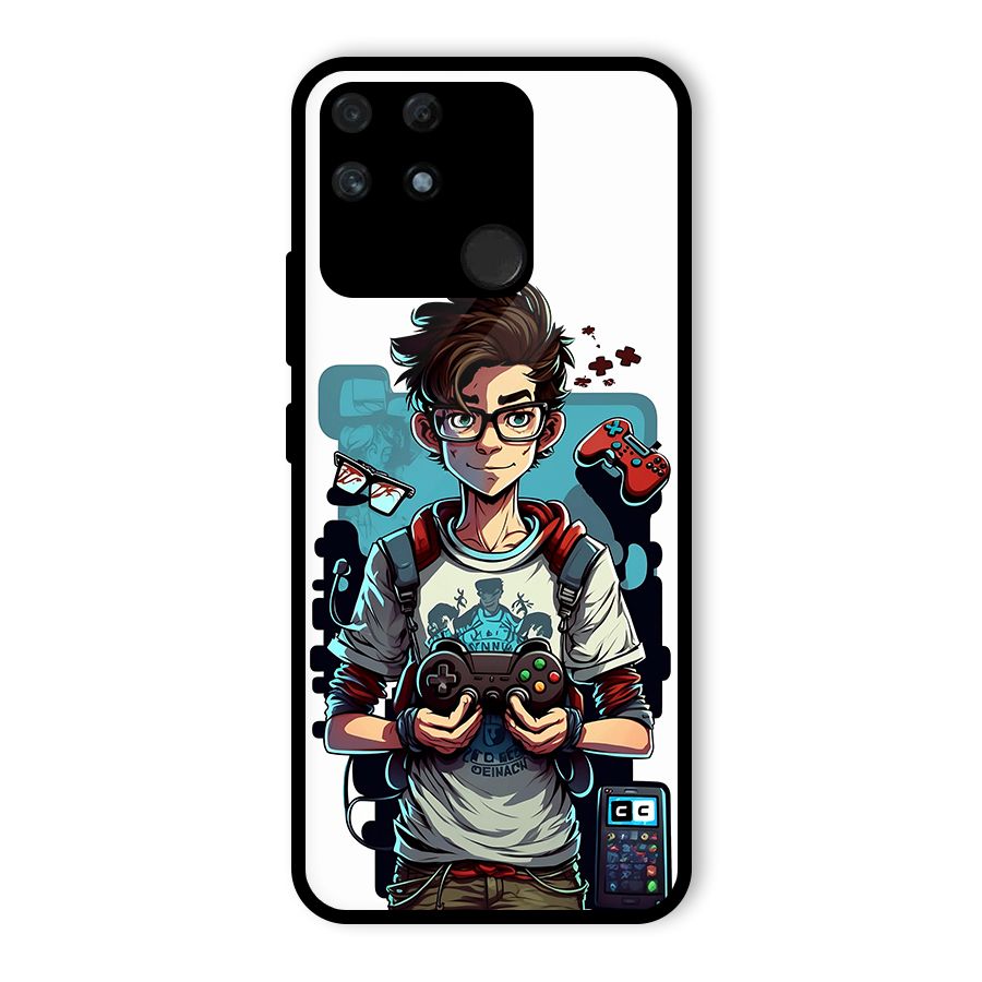 Cool Gamer Guy Glass Back Case for Realme Narzo 50A