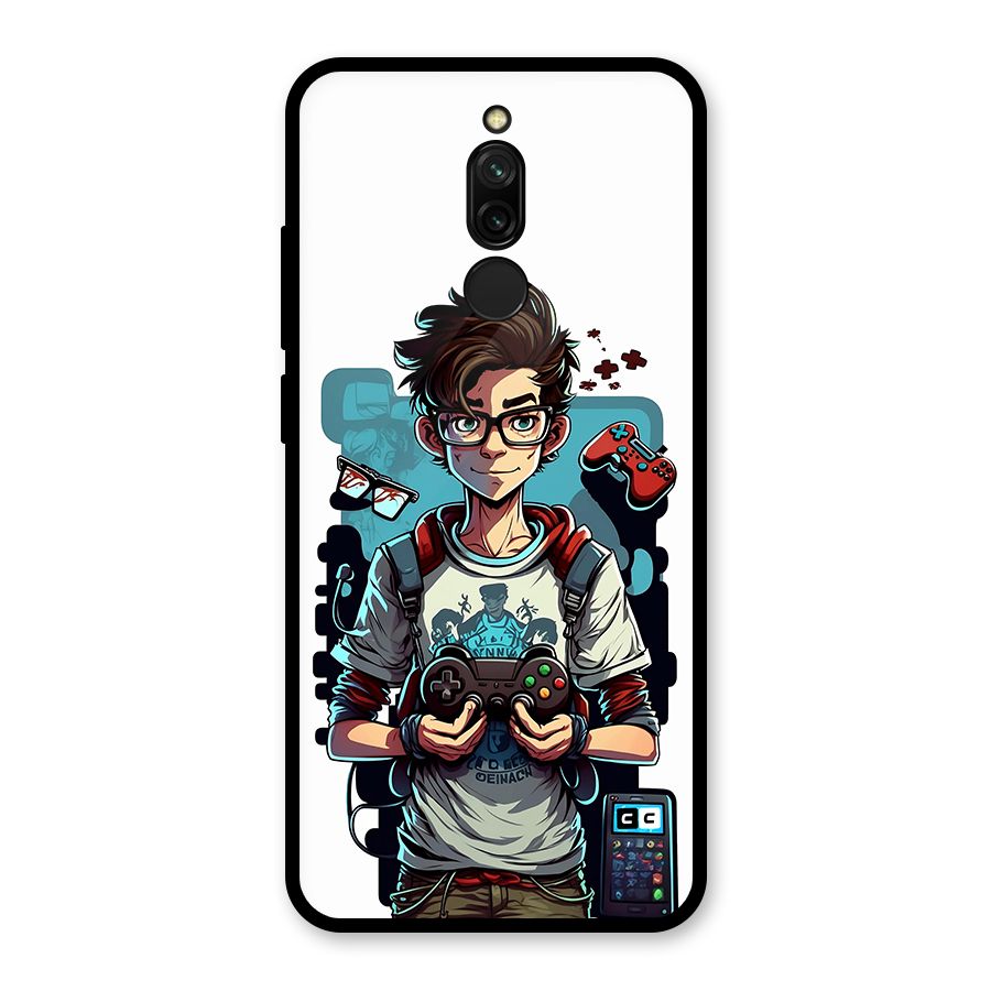Cool Gamer Guy Glass Back Case for Redmi 8