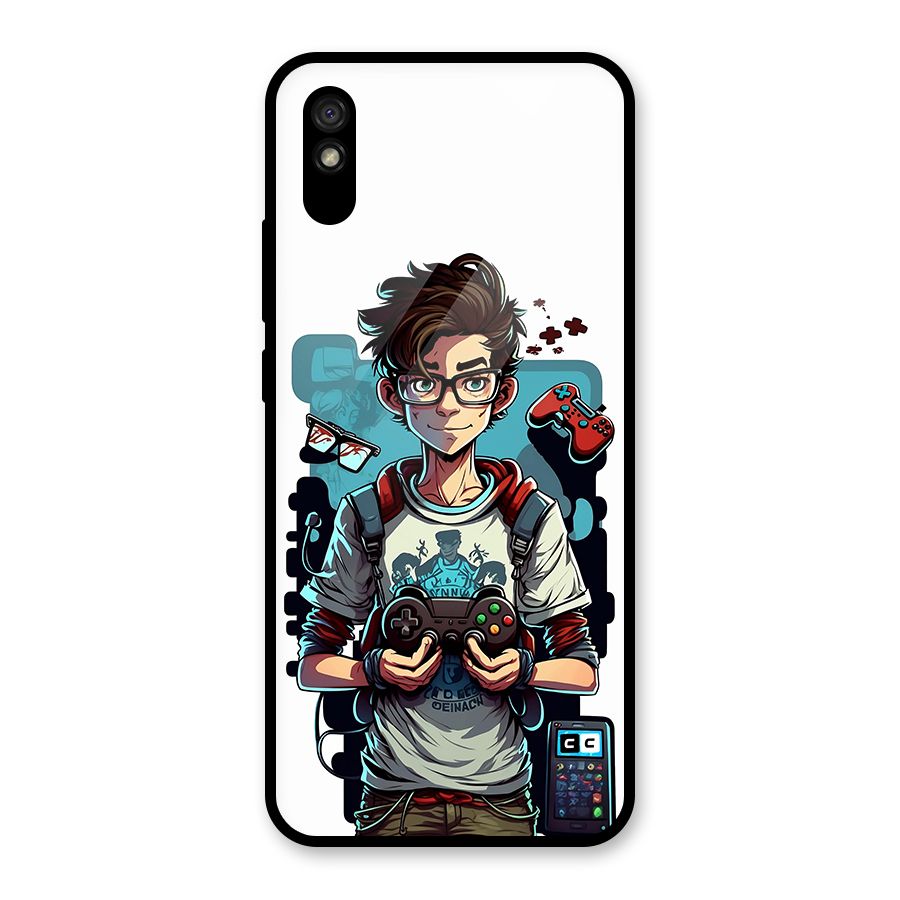 Cool Gamer Guy Glass Back Case for Redmi 9A