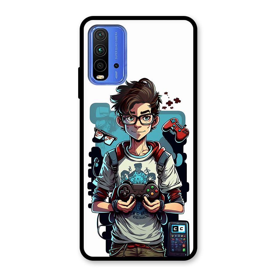 Cool Gamer Guy Glass Back Case for Redmi 9 Power