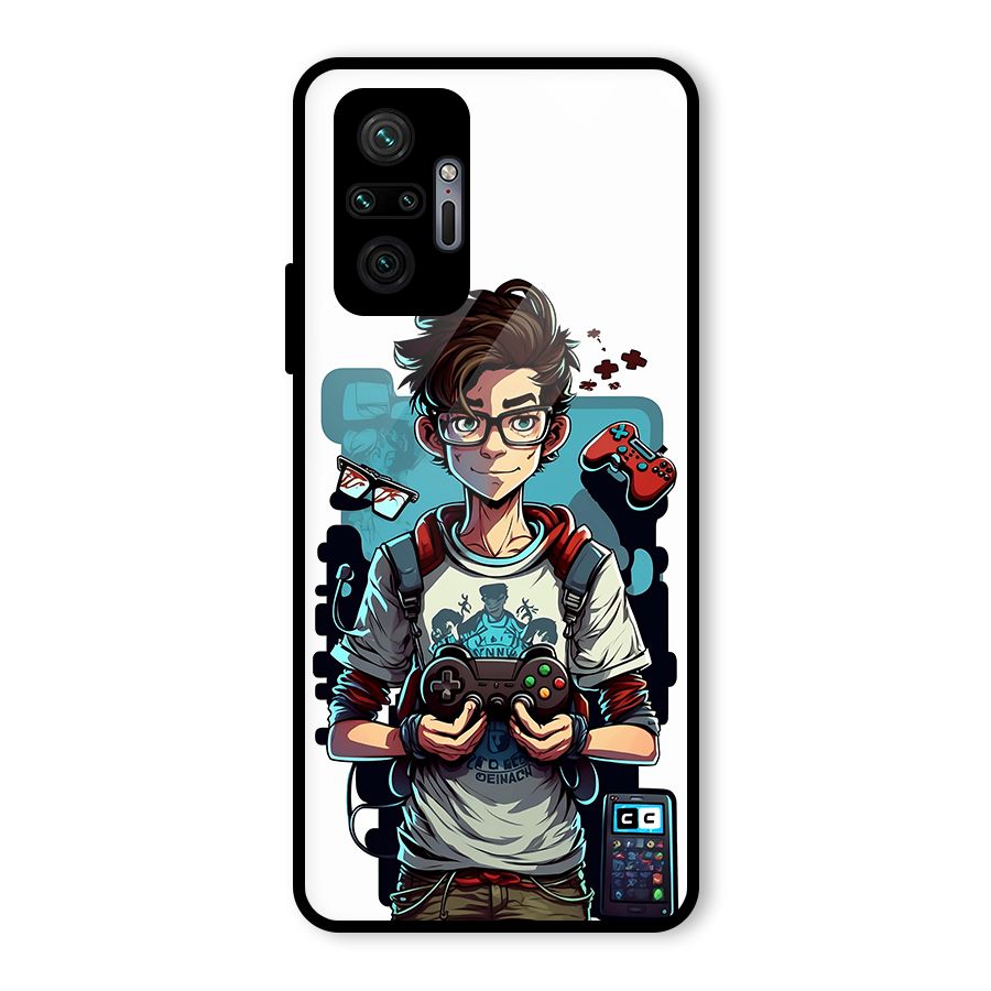 Cool Gamer Guy Glass Back Case for Redmi Note 10 Pro