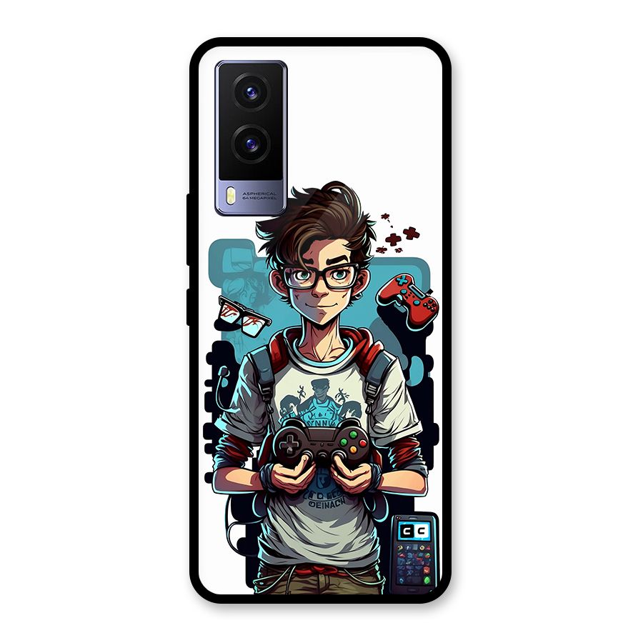 Cool Gamer Guy Glass Back Case for Vivo V21e 5G