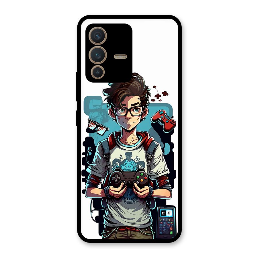 Cool Gamer Guy Glass Back Case for Vivo V23 5G