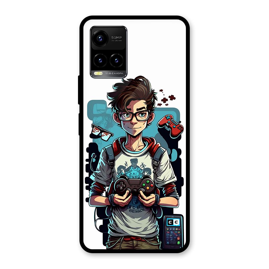 Cool Gamer Guy Glass Back Case for Vivo Y21T