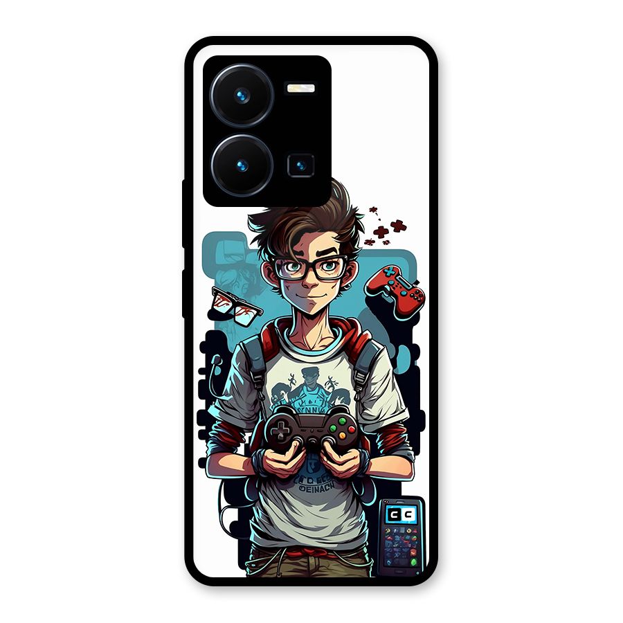 Cool Gamer Guy Glass Back Case for Vivo Y35