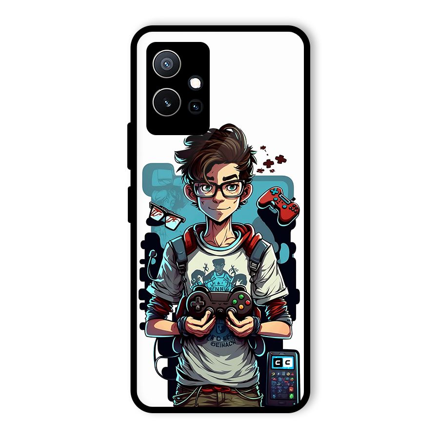 Cool Gamer Guy Glass Back Case for Vivo Y75 5G