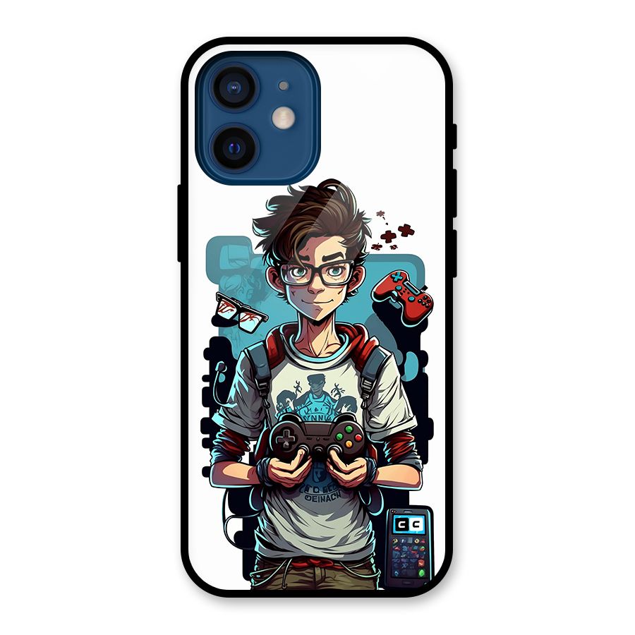 Cool Gamer Guy Glass Back Case for iPhone 12 Mini