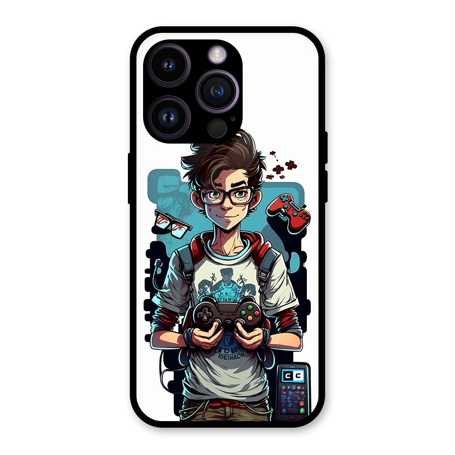 Cool Gamer Guy Glass Back Case for iPhone 14 Pro