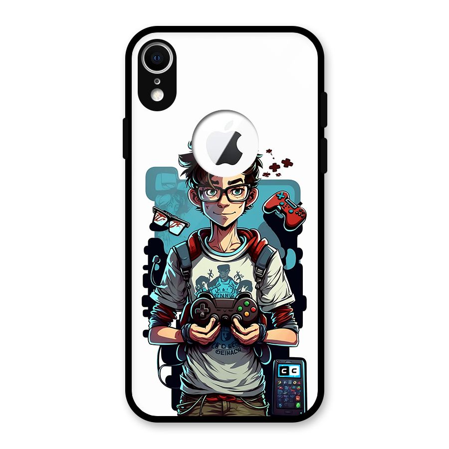 Cool Gamer Guy Glass Back Case for iPhone XR Logo Cut