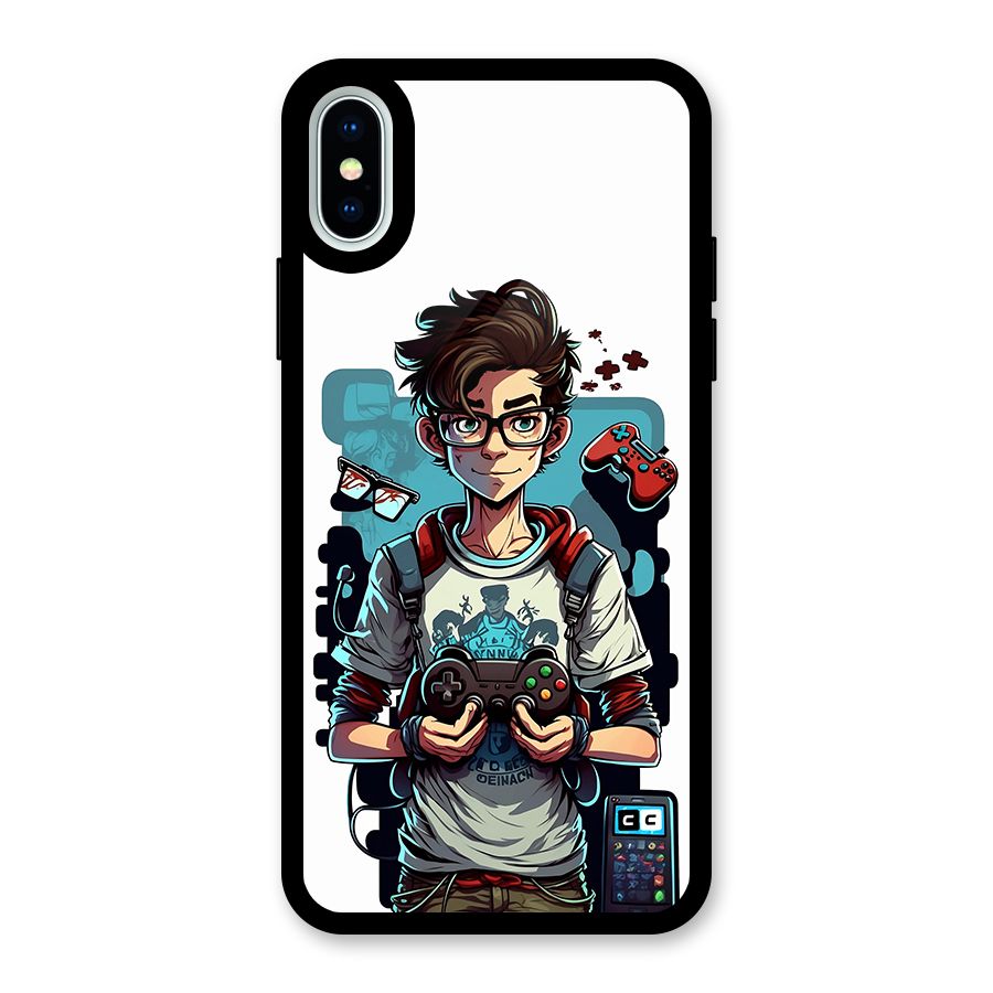 Cool Gamer Guy Glass Back Case for iPhone XS