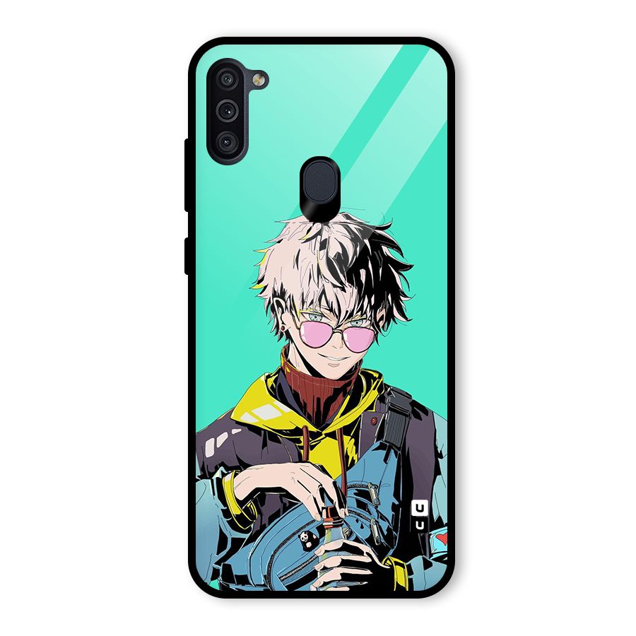 Cool Gojo Glass Back Case for Galaxy M11
