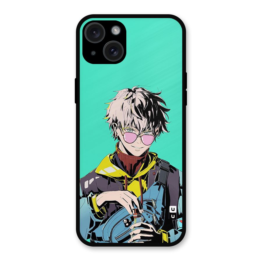 Cool Gojo Metal Back Case for iPhone 15 Plus