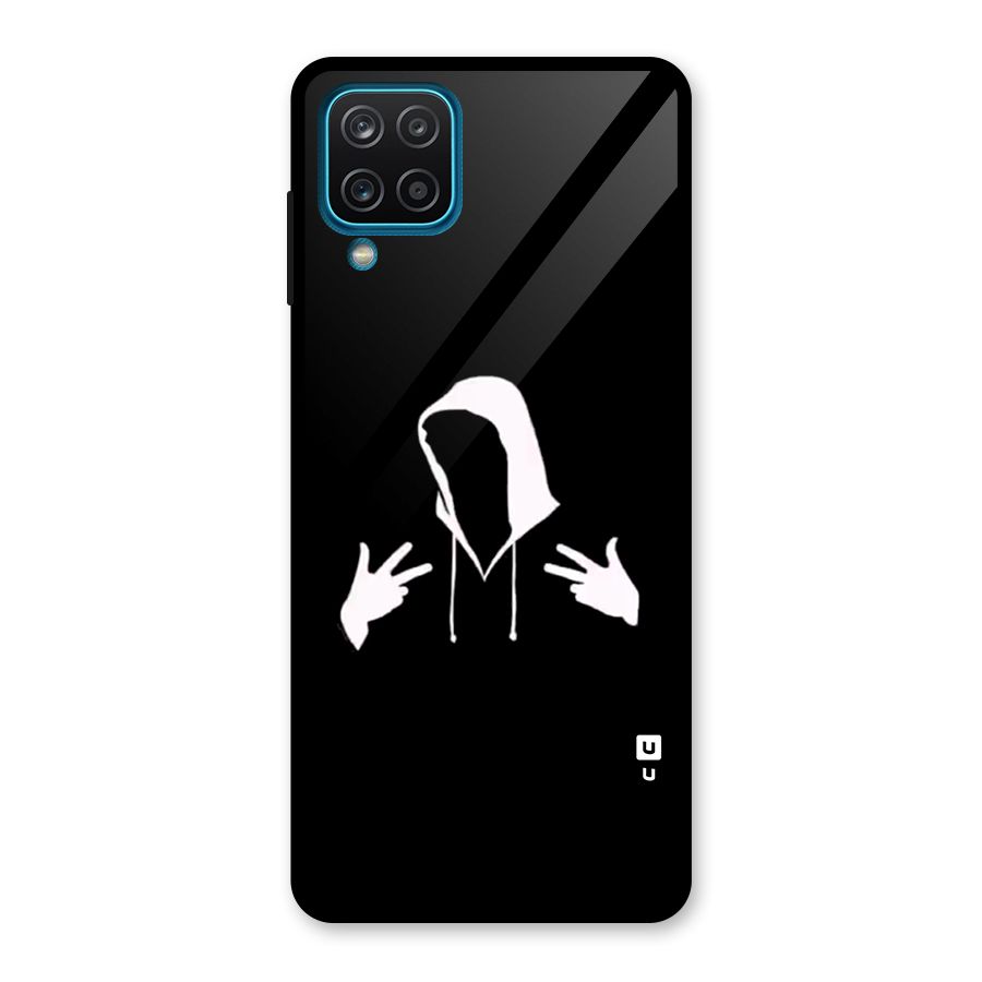Cool Hoodie Silhouette Glass Back Case for Galaxy A12