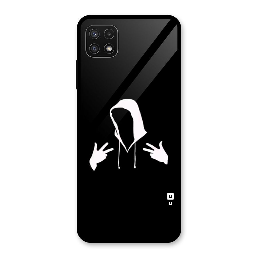 Cool Hoodie Silhouette Glass Back Case for Galaxy A22 5G