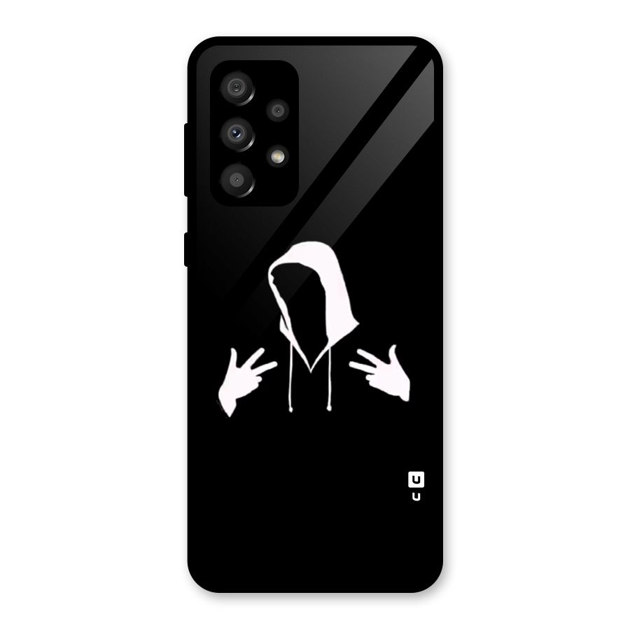 Cool Hoodie Silhouette Glass Back Case for Galaxy A32