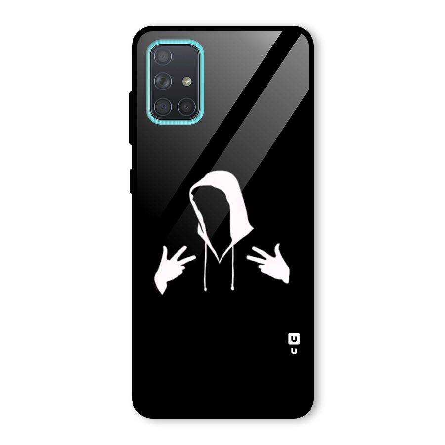 Cool Hoodie Silhouette Glass Back Case for Galaxy A71