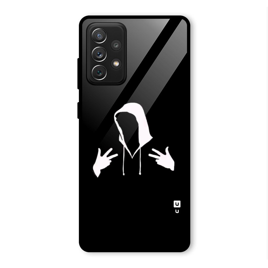 Cool Hoodie Silhouette Glass Back Case for Galaxy A72