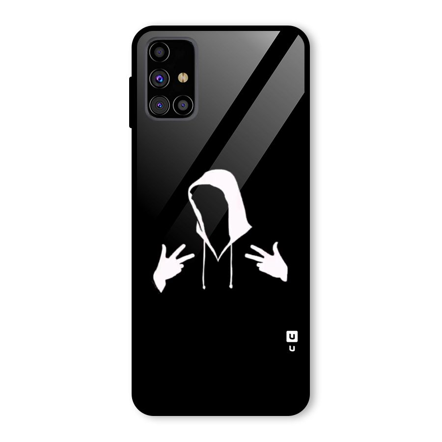 Cool Hoodie Silhouette Glass Back Case for Galaxy M31s