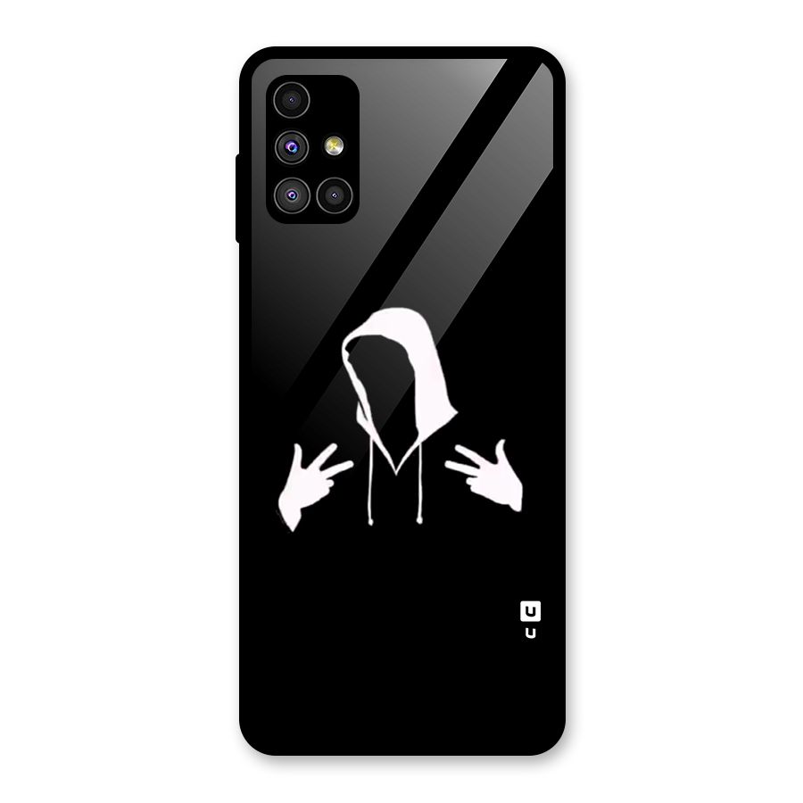Cool Hoodie Silhouette Glass Back Case for Galaxy M51