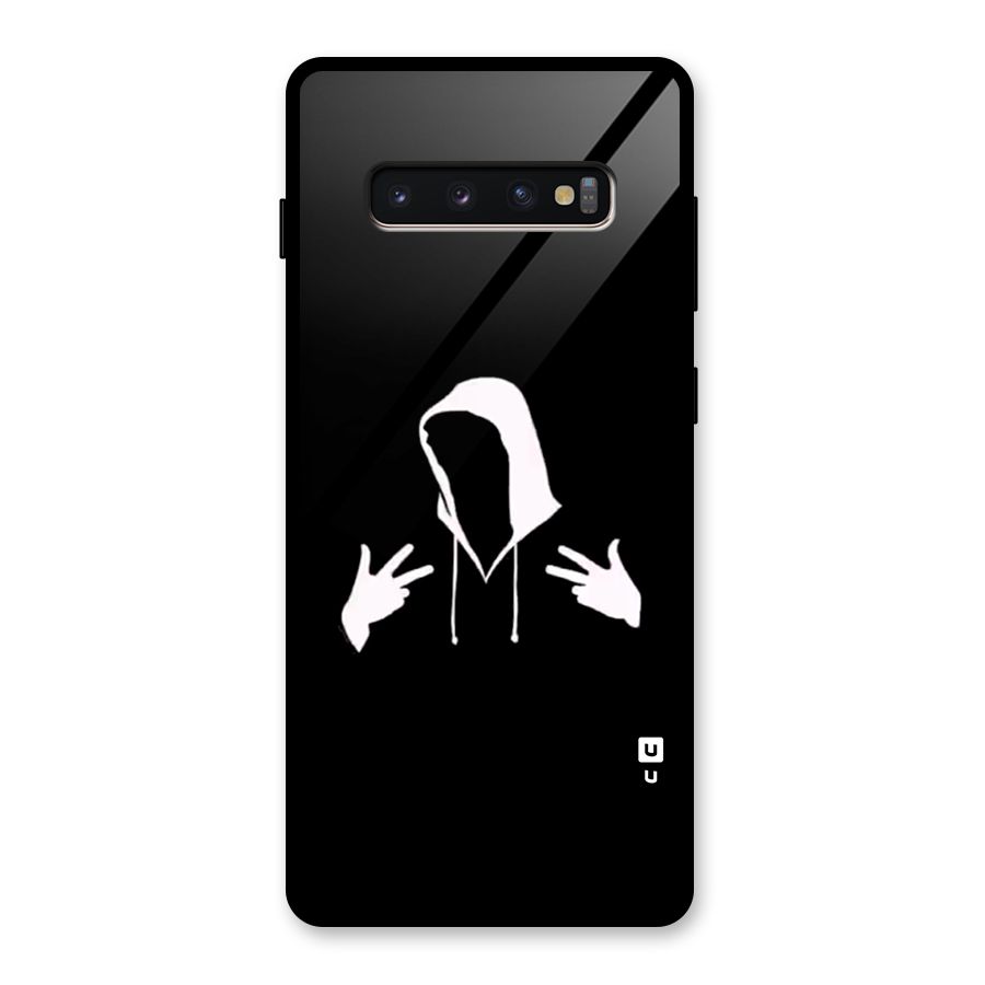 Cool Hoodie Silhouette Glass Back Case for Galaxy S10 Plus