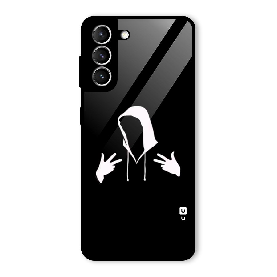 Cool Hoodie Silhouette Glass Back Case for Galaxy S21 5G