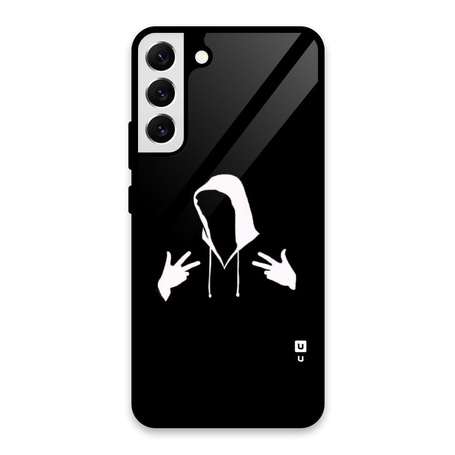 Cool Hoodie Silhouette Glass Back Case for Galaxy S22 Plus 5G