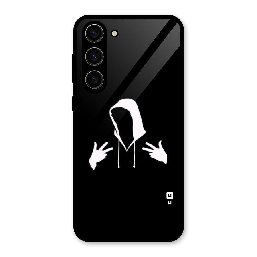 Cool Hoodie Silhouette Glass Back Case for Galaxy S23 Plus
