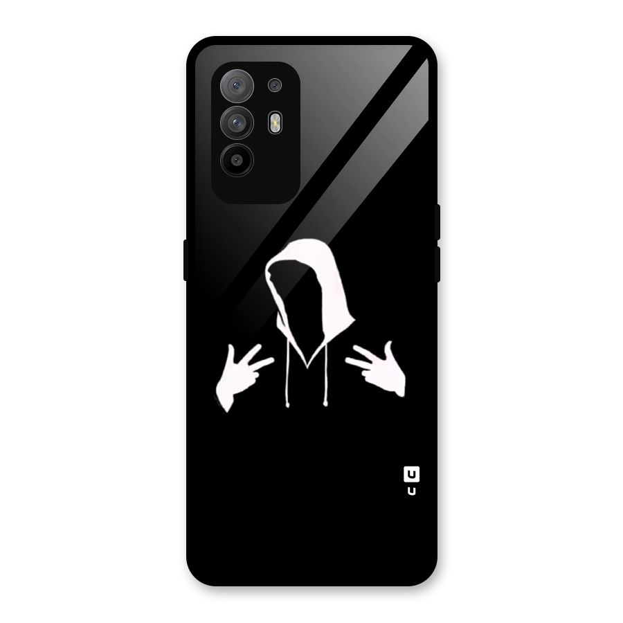 Cool Hoodie Silhouette Glass Back Case for Oppo F19 Pro Plus 5G
