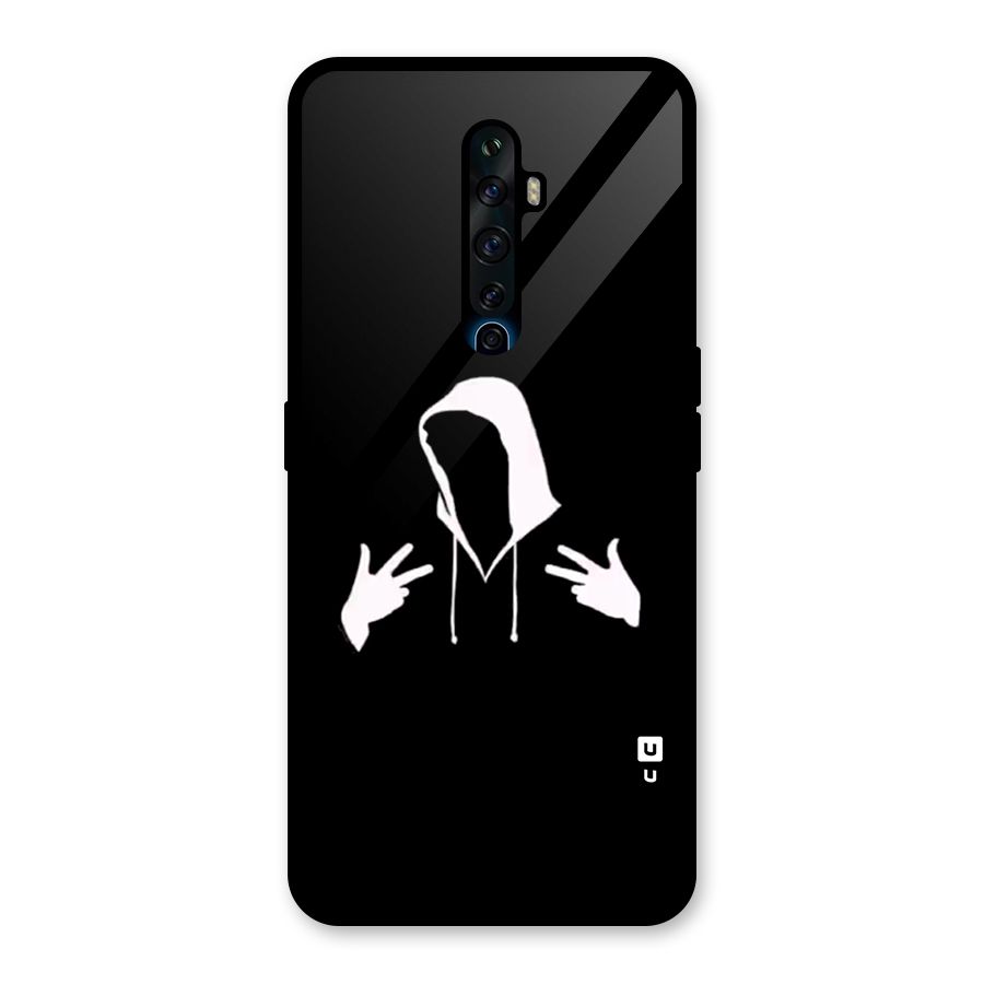 Cool Hoodie Silhouette Glass Back Case for Oppo Reno2 F