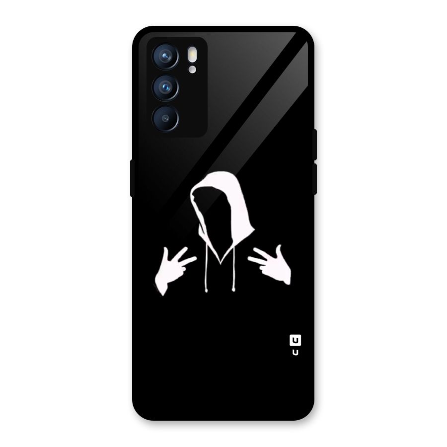 Cool Hoodie Silhouette Glass Back Case for Oppo Reno6 5G