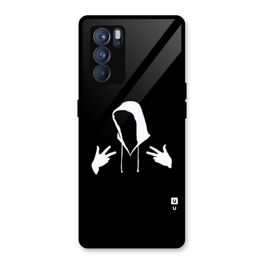 Cool Hoodie Silhouette Glass Back Case for Oppo Reno6 Pro 5G