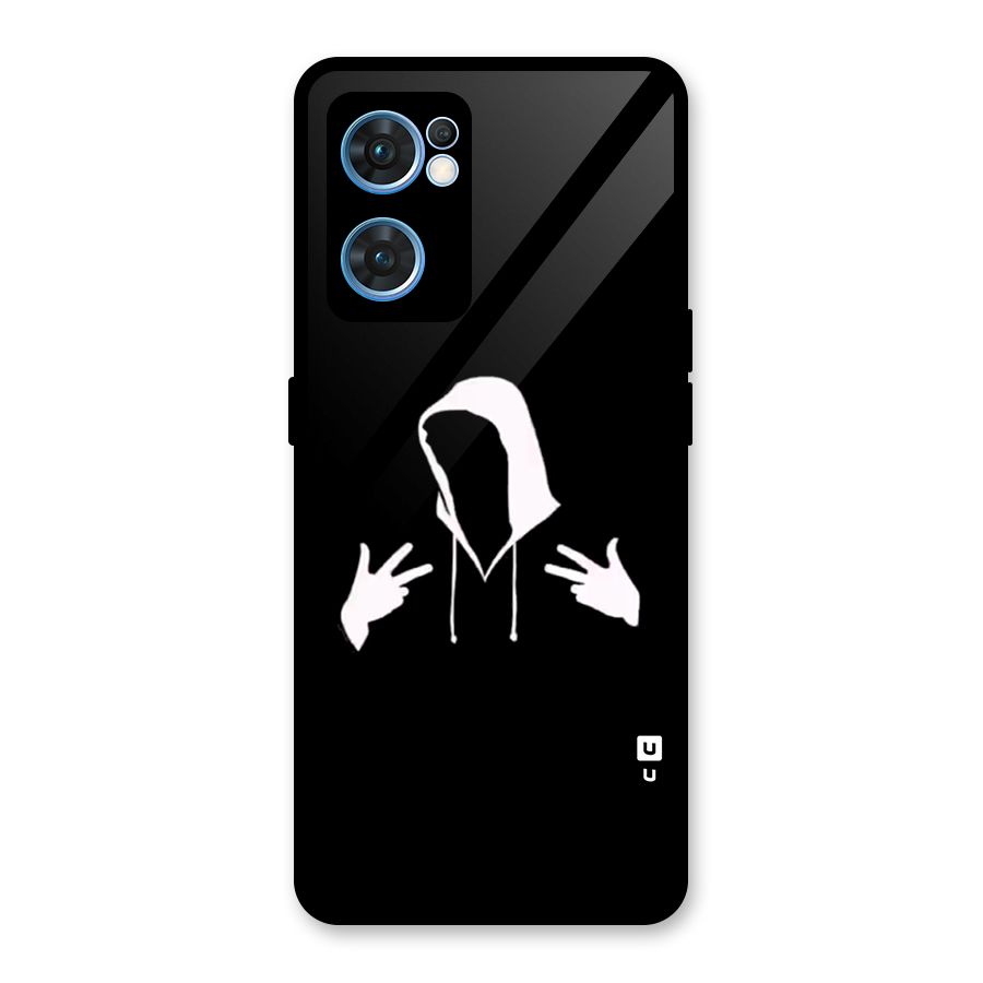 Cool Hoodie Silhouette Glass Back Case for Oppo Reno7 5G