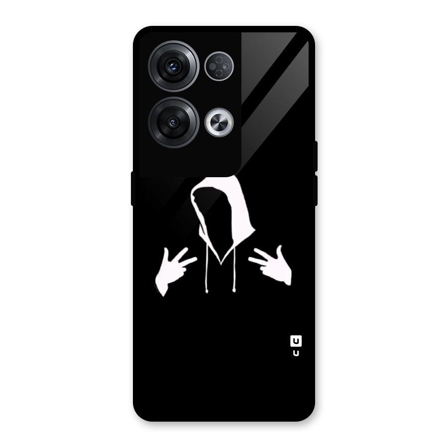 Cool Hoodie Silhouette Glass Back Case for Oppo Reno8 Pro 5G