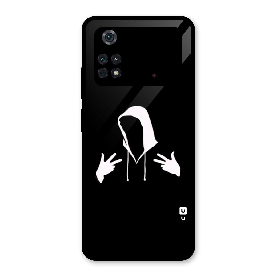 Cool Hoodie Silhouette Glass Back Case for Poco M4 Pro 4G