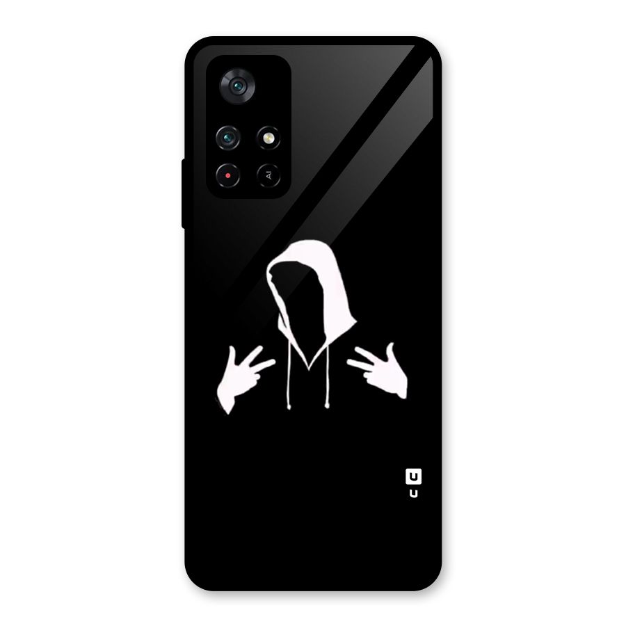 Cool Hoodie Silhouette Glass Back Case for Poco M4 Pro 5G