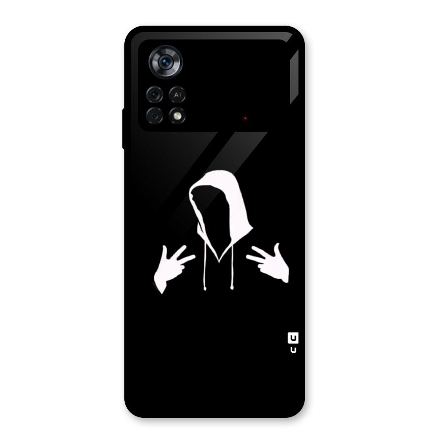 Cool Hoodie Silhouette Glass Back Case for Poco X4 Pro 5G