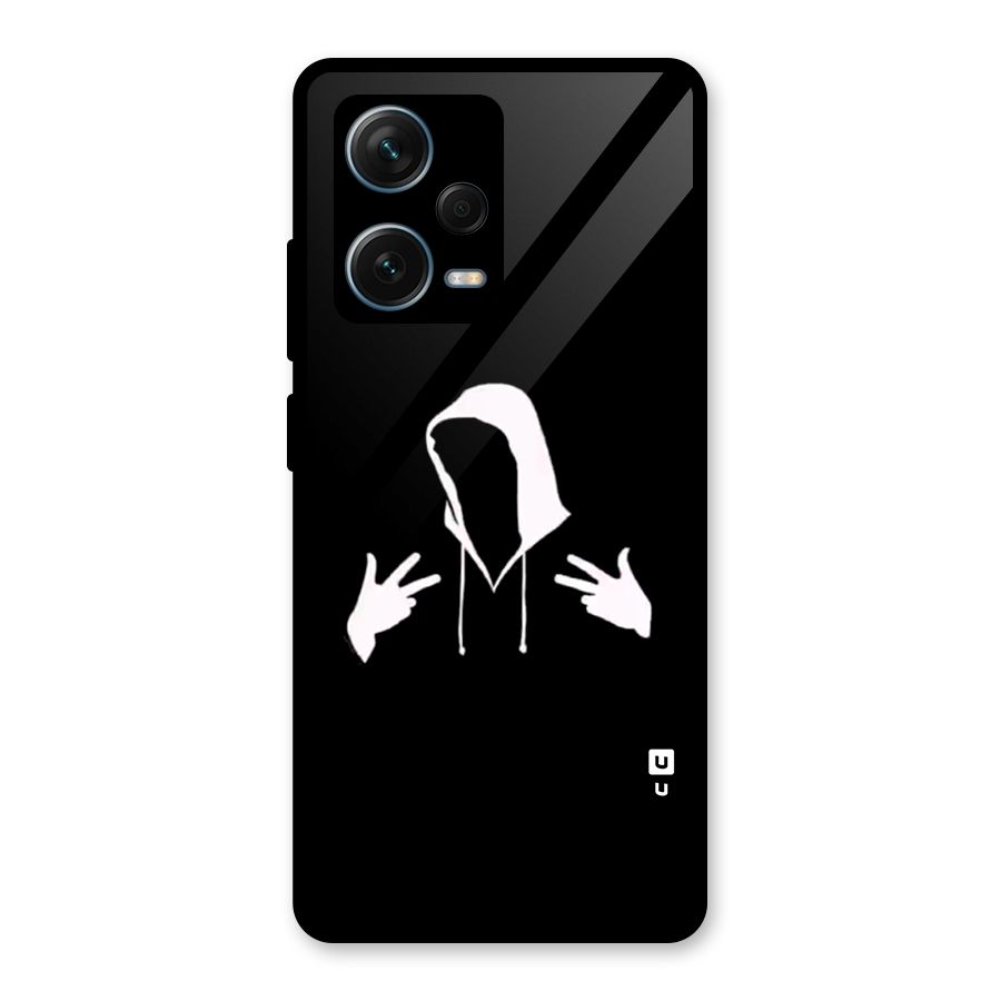 Cool Hoodie Silhouette Glass Back Case for Redmi Note 12 Pro Plus 5G
