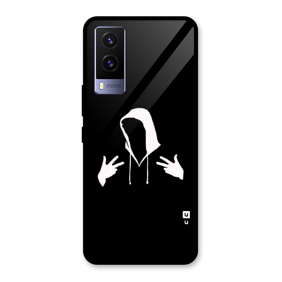 Cool Hoodie Silhouette Glass Back Case for Vivo V21e 5G