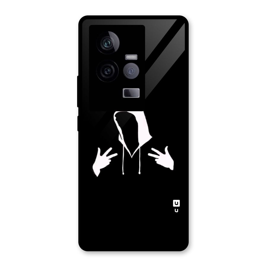 Cool Hoodie Silhouette Glass Back Case for Vivo iQOO 11 5G
