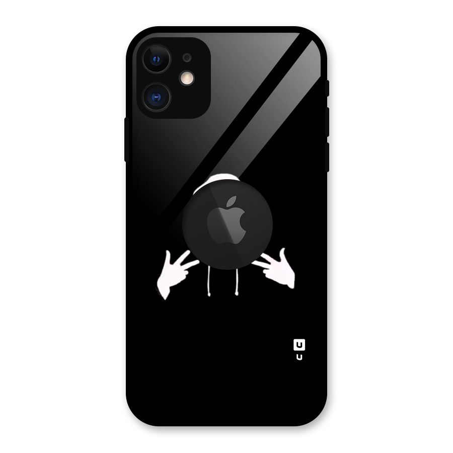 Cool Hoodie Silhouette Glass Back Case for iPhone 11 Logo Cut