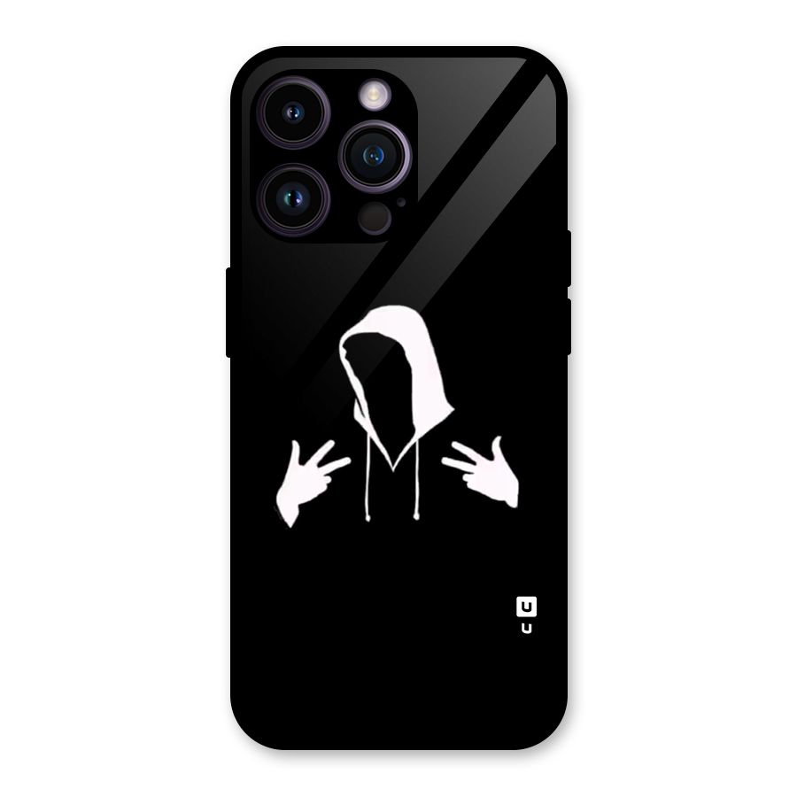 Cool Hoodie Silhouette Glass Back Case for iPhone 14 Pro Max