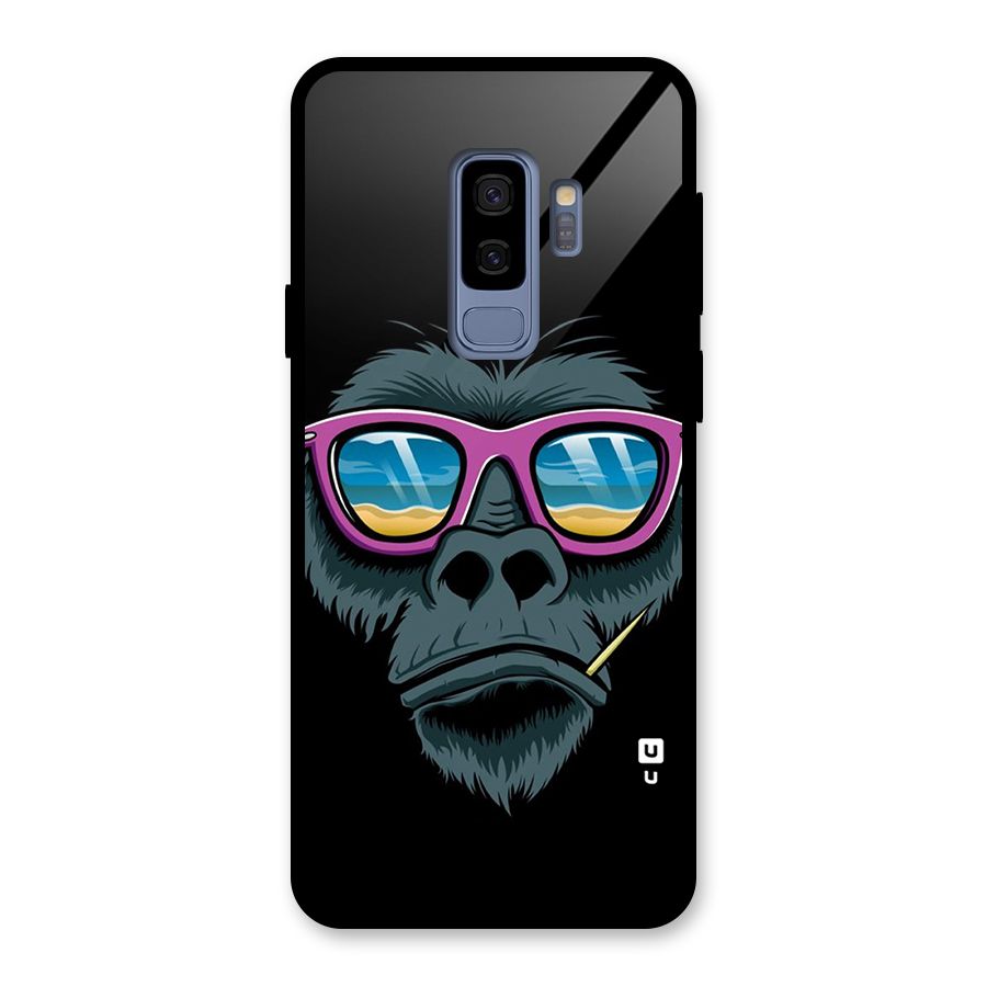 Cool Monkey Beach Sunglasses Glass Back Case for Galaxy S9 Plus