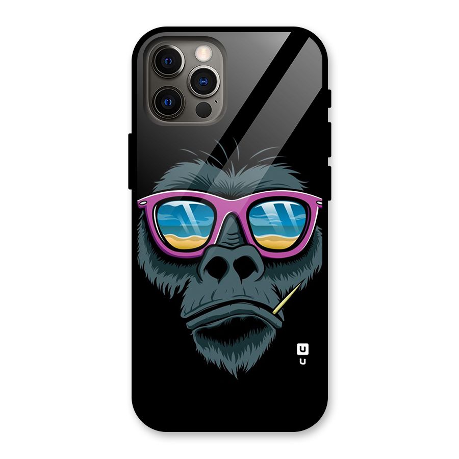 Cool Monkey Beach Sunglasses Glass Back Case for iPhone 12 Pro