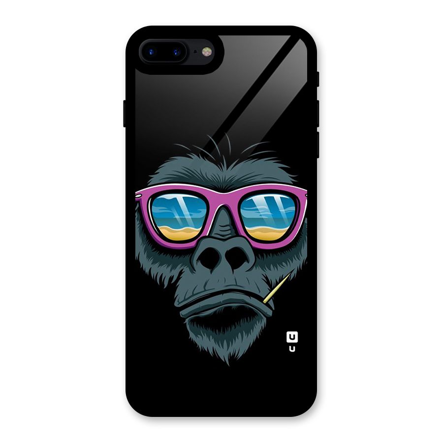 Cool Monkey Beach Sunglasses Glass Back Case for iPhone 8 Plus
