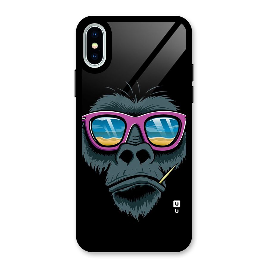 Cool Monkey Beach Sunglasses Glass Back Case for iPhone X