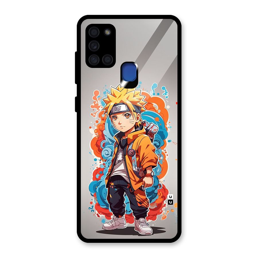 Cool Naruto Uzumaki Glass Back Case for Galaxy A21s