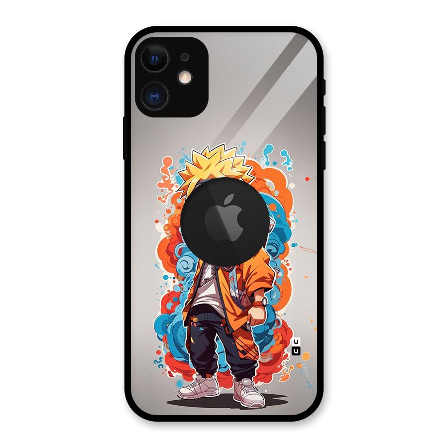 Cool Naruto Uzumaki Glass Back Case for iPhone 11 Logo Cut