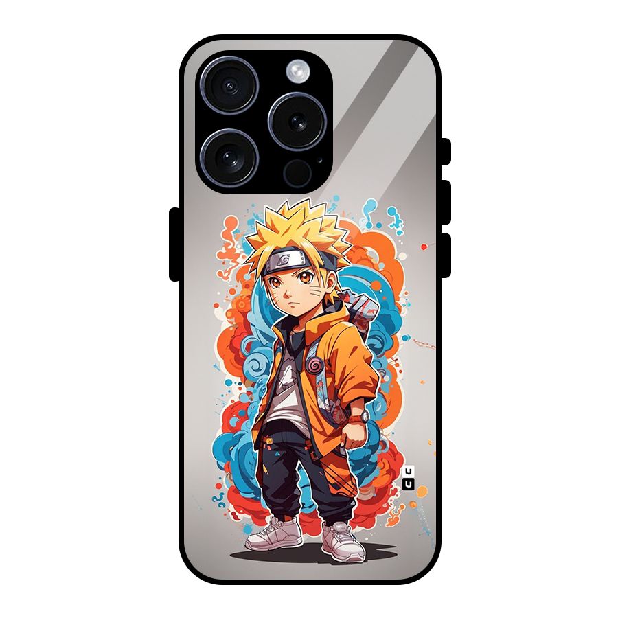 Cool Naruto Uzumaki Glass Back Case for iPhone 15 Pro