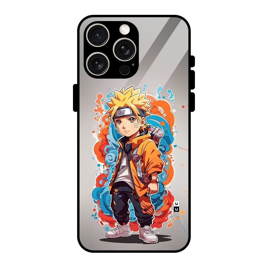 Cool Naruto Uzumaki Glass Back Case for iPhone 15 Pro Max